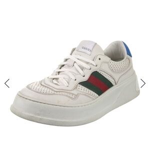 Gucci women’s White Sneakers with Blue and Green Stripes SZ 8.5